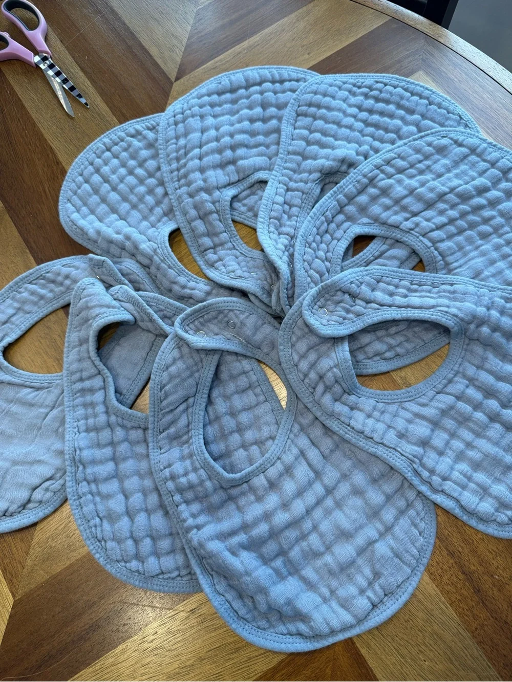 Baby Muslin Bibs, Burp Cloths and Washcloths Set - Blue, Cream, Monster Print
